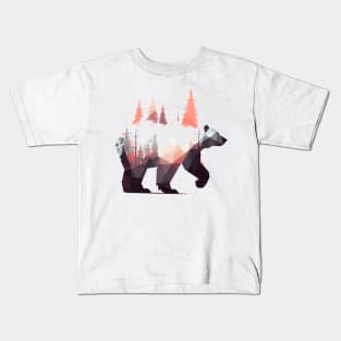 Bear double exposure forest Kids T-Shirt